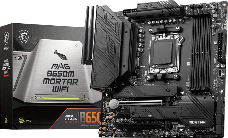 Imagem de Placa-Mãe MSI MAG B650M Mortar WiFi - mATX para AMD Ryzen 7000 e 8000