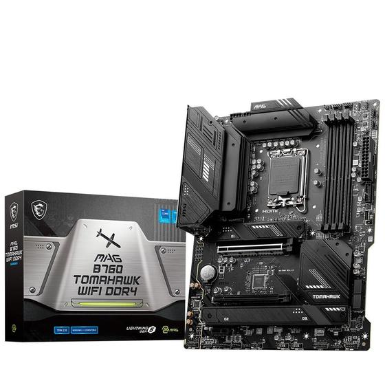 Placa Mãe MSI Mag B760 Tomahawk, Intel LGA 1700, ATX, DDR4, Wi-Fi, Bluetooth - MAG B760 TOMAHAWK WIFI DDR4 Menor preço em Placa Mãe MSI Mag B760 Tomahawk, Intel LGA 1700, ATX, DDR4, Wi-Fi, Bluetooth - MAG B760 TOMAHAWK WIFI DDR4