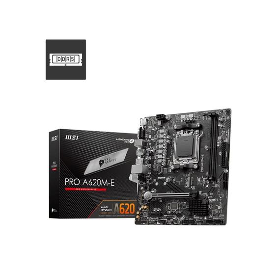Placa Mãe MSI PRO A620M-E mATX AM5 DDR5 HDMI VGA M.2 USB 3.2 Menor preço em Placa Mãe MSI PRO A620M-E mATX AM5 DDR5 HDMI VGA M.2 USB 3.2