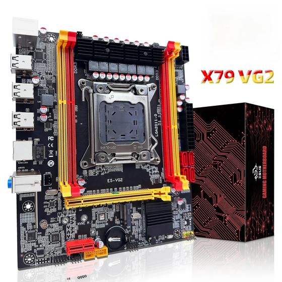 Imagem de Placa-Mãe X79 LGA 2011 - Suporte Intel Xeon V1/V2, DDR3, M.2 NVMe, SATA 2.0
