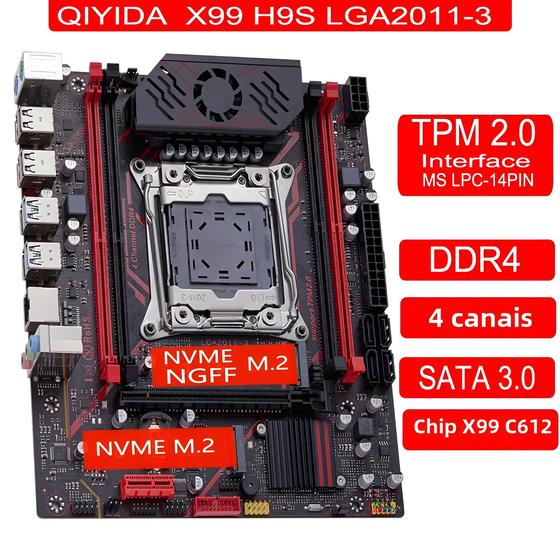 Imagem de Placa-Mãe X99 Qiyida - LGA 2011-3, TPM 2.0, 4 Canais DDR4, NVMe, M.2 e SATA3