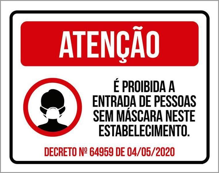 Imagem de Placa - Máscara De Proteção Entrada Proibida Comércio 27X35