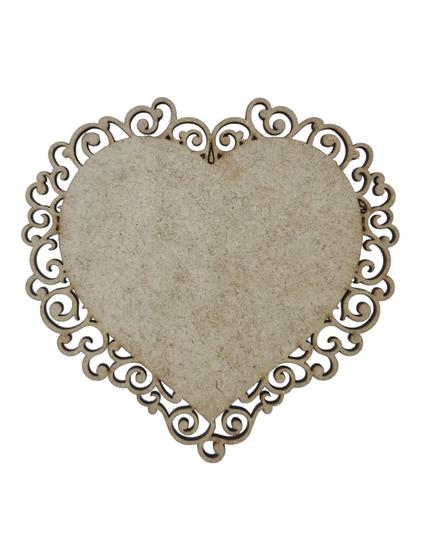 Imagem de Placa MDF Cru Artesanato Design Coração Aramado Liso 35CM