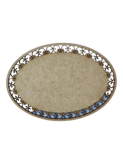 Imagem de Placa Mdf Cru Artesanato Design Oval Florido Liso 40Cm