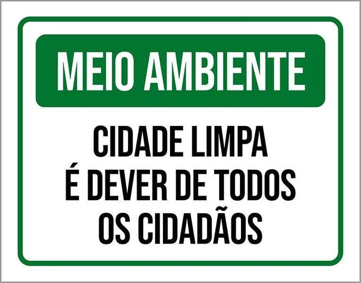 Imagem de Placa Meio Ambiente Cidade Limpa É Dever De Todos 27X35