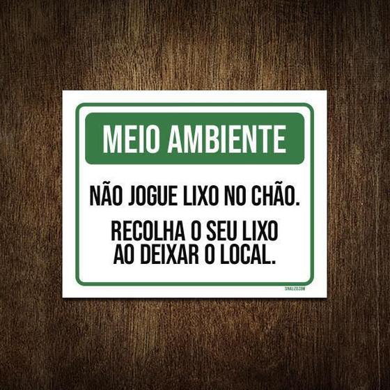 Imagem de Placa Meio Ambiente Não Jogue Lixo No Chão 27X35