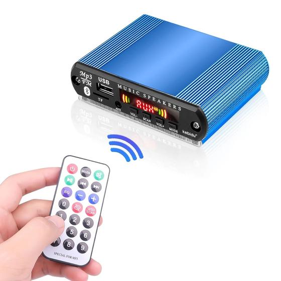 Placa Mp3 Bluetooth Fm Com Case De Alumínio Azul Menor preço em Placa Mp3 Bluetooth Fm Com Case De Alumínio Azul