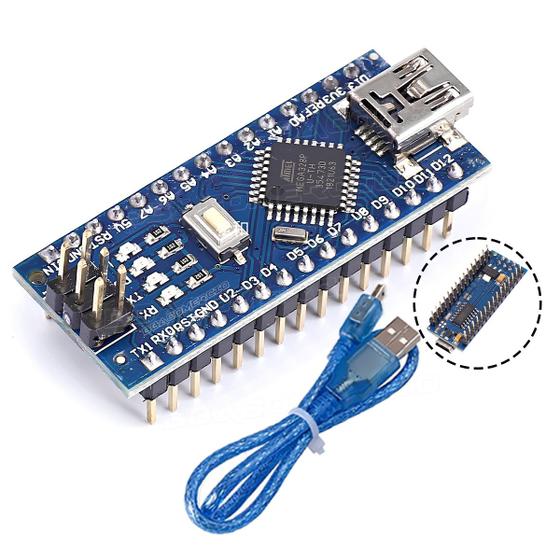 Imagem de Placa Nano V3 Atmega328 Pinos Soldados + Cabo Para Arduino