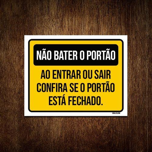 Imagem de Placa Não Bater Portão Entrar Sair Portão Fechado 27x35