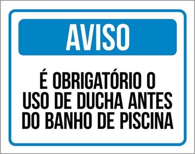 Imagem de Placa ObrigatOrio Uso Ducha Banho Piscina 36X46