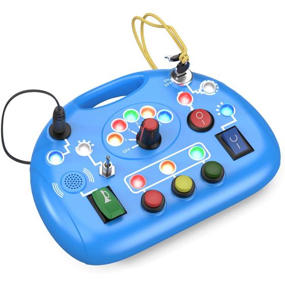 Imagem de Placa Ocupada Montessori Gutkice com Interruptor de Luz LED - Brinquedo Educativo Azul
