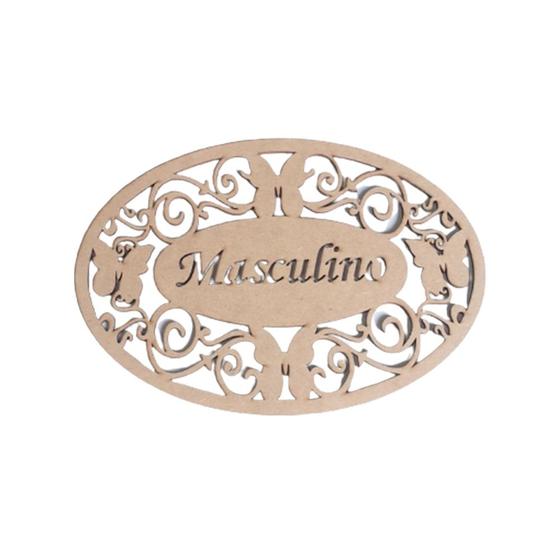 Imagem de Placa Oval Borboletas Masculino 29x20,5Cm