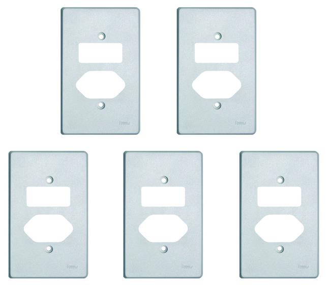 Imagem de Placa p/ 1 Interruptor e Tomada 4x2 Linha Prata Radial c/ 5