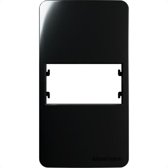 Imagem de Placa Para Condulete Margirius Sleek 3/4 Preta (1Modulo Horizontal) Com Suporte 21880