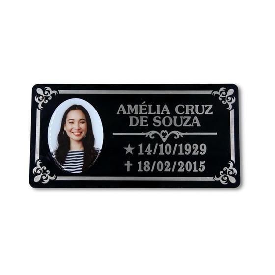 Imagem de Placa para Lápide em ACM 3 mm Personalizado Gravada a Laser Com Foto Resina PU