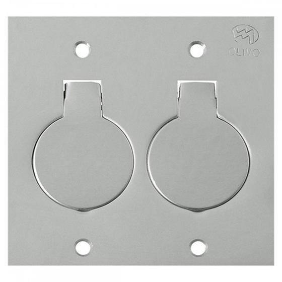Imagem de Placa Para Piso Inox 4X4 Olivo Com 2 Modulos Rj11