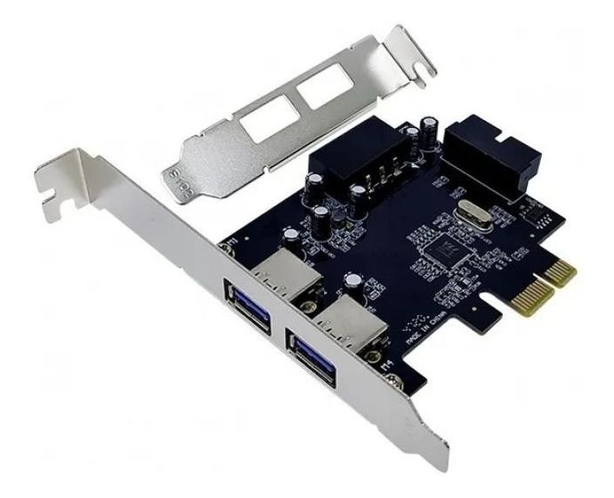 Imagem de Placa pci-e usb 3.0 2 portas + 19 pinos p/ usb frontal 5gbps dp-23 dex