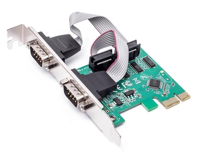 Imagem de Placa Pci Express Serial 2 Portas Db9 50bps A 16mbps Frequência 100MHz