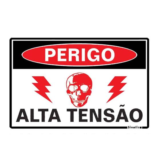 Placa Perigo Alta Tensão Sinalize - Placa de Sinalização de Segurança ...