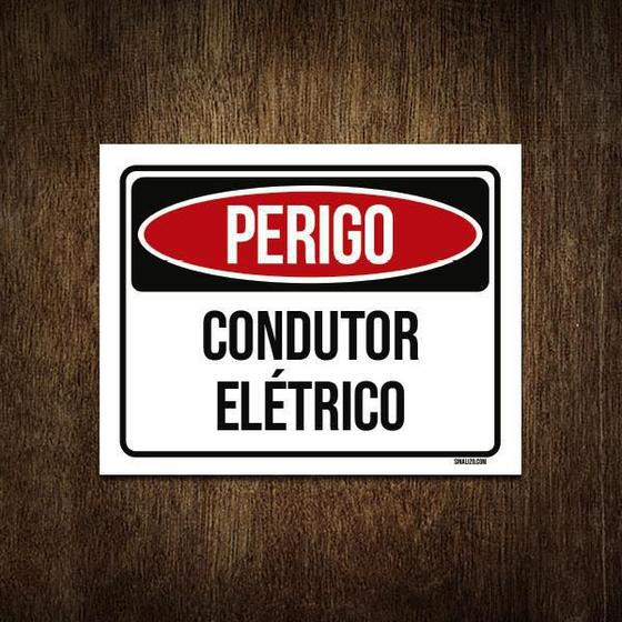 Imagem de Placa Perigo Condutor Elétrico 36X46