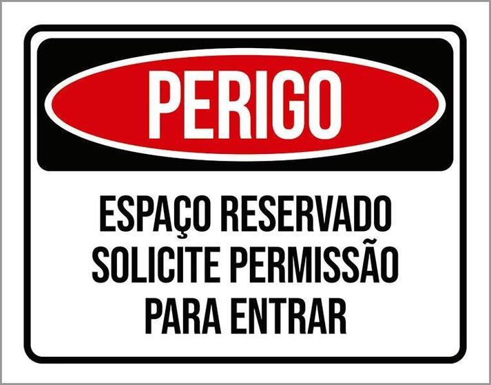 Imagem de Placa Perigo Espaço Reservado Solicite Permissão 18X23