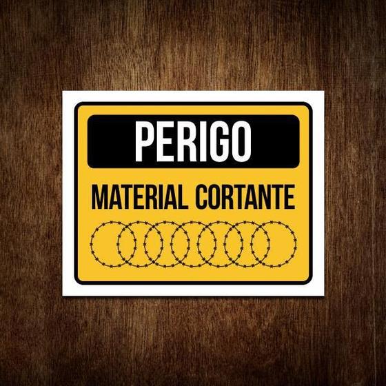 Imagem de Placa Perigo Material Cortante Concertina Sinalização 36X46