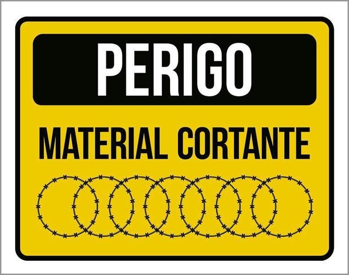 Imagem de Placa Perigo Material Cortante Concertina Sinalização 36X46