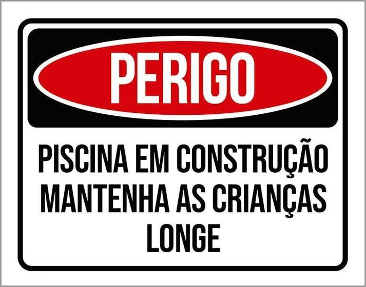 Imagem de Placa Perigo Piscina Construção Crianças Longe 36X46