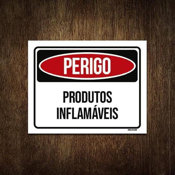 Imagem de Placa Perigo Produtos Inflamáveis 18X23