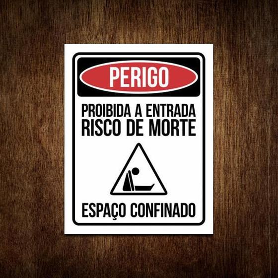 Imagem de Placa Perigo Proibida Entrada Risco Morte Espaço Confinado