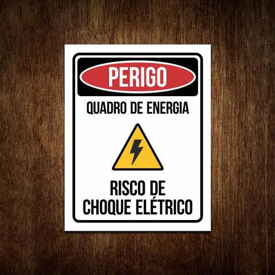 Imagem de Placa Perigo Quadro De Energia Risco Choque Elétrico 27X35