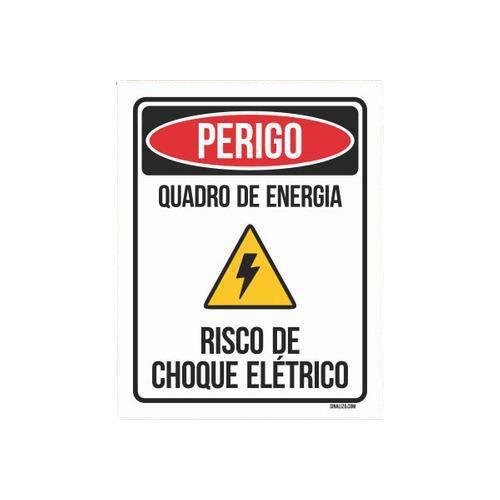 Imagem de Placa Perigo Quadro Energia Risco Choque 18X23