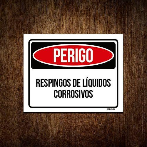 Imagem de Placa Perigo Respingos De Líquidos Corrosivos 27x35