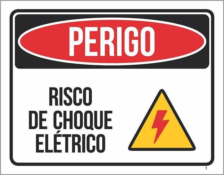 Imagem de Placa Perigo Risco De Choque Elétrico 36X46