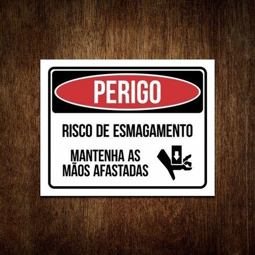 Imagem de Placa Perigo Risco De Esmagamento Mantenha As Mãos Afastadas