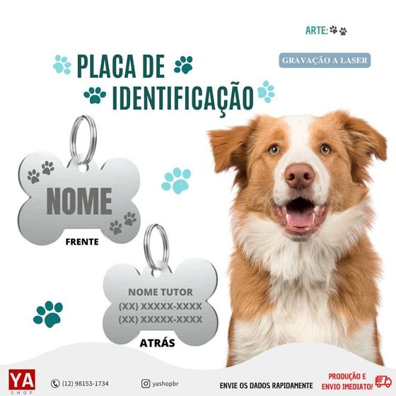 Imagem de Placa Pingente Plaquinha De Identificação Pet Cachorro