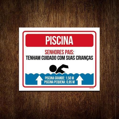 Imagem de Placa Piscina Senhores Pais Cuidado Com Crianças 18x23 10un