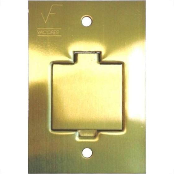 Imagem de Placa Piso Latao 4X2''Tomada Fone''Com 1 Tampa Unha Pp20/00