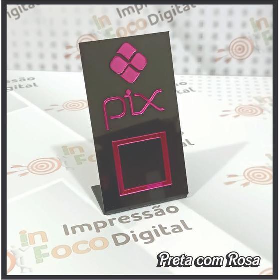 Imagem de Placa pix display em acrílico preto espelhado você personaliza com o seu Qr code