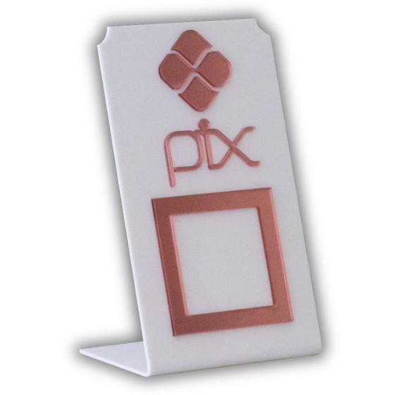 Imagem de Placa Pix Para Pagamento QR Code Branca - Kit 10 UNID COR:Branco com Rosa