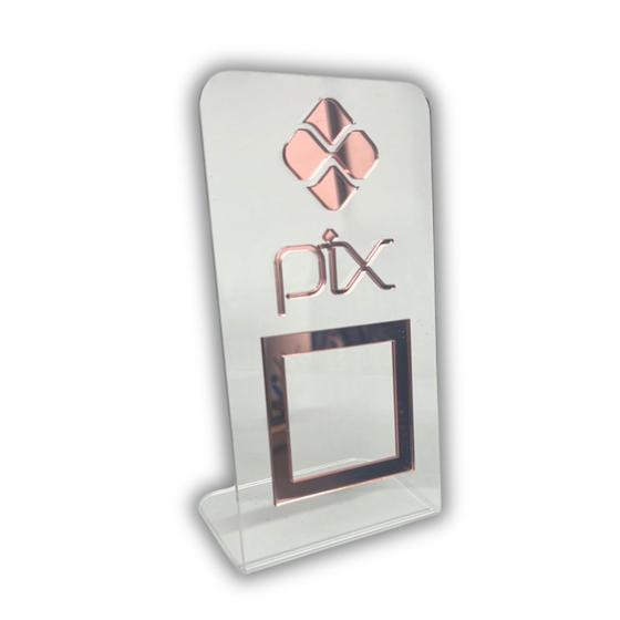Imagem de Placa Pix Para Pagamento QR Code Cristal - Kit 2 UNID COR:Cristal com Rosa