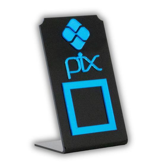Imagem de Placa Pix Para Pagamento QR Code Preta - Kit 10 UNID COR: Preto com Azul