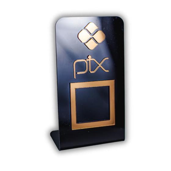 Imagem de Placa Pix Para Pagamento QR Code Preta - Kit 3 UNID COR: Preto com Bronze