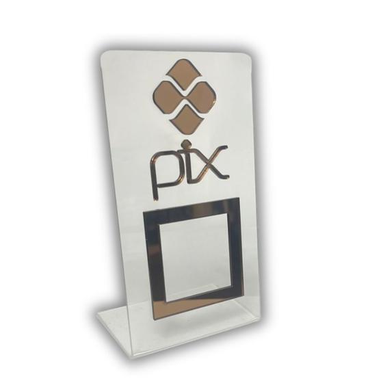 Imagem de Placa Pix QR Code Em Acrílico Cristal COR:Cristal com Bronze