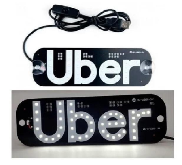 Imagem de Placa Plaquinha Uber Para Carro Led Letreiro Motorista De Aplicativo
