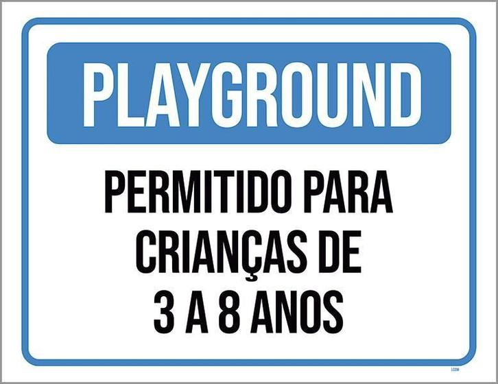 Imagem de Placa Playground Permitido Crianças 3 A 8 Anos 36X46