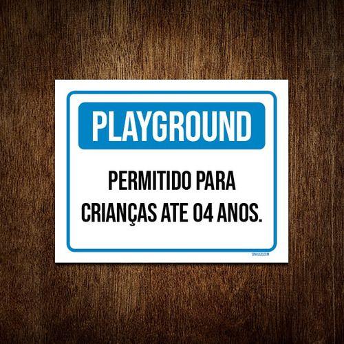 Imagem de Placa Playground Permitido Crianças Até 4 Anos Azul 36x46