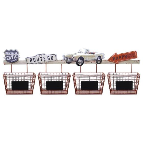 Imagem de Placa Porta Objetos Com 4 Cestas Organizadoras Route 66