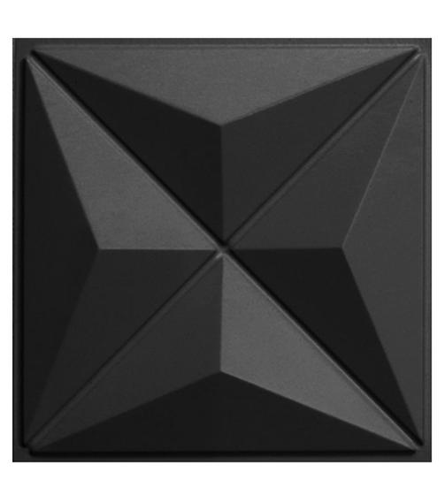 Imagem de Placa Preta PVC 25x25cm 3D Decorativa Autocolante Revestimento Plástico Auto Relevo Moderno