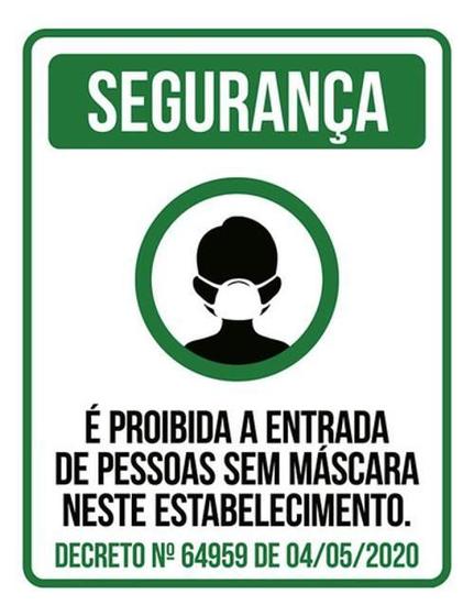 Imagem de Placa Proibida Entrada Sem Máscara Estabelecimento 18X23